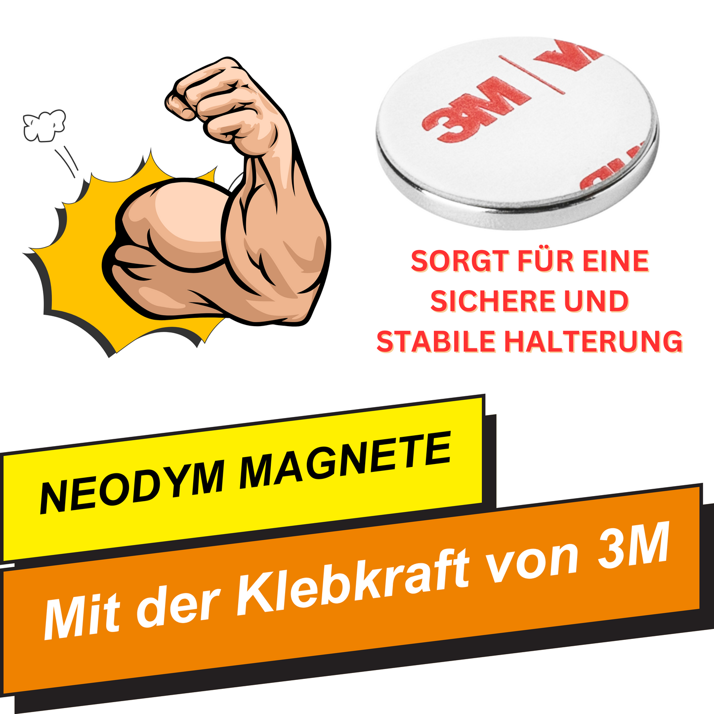Flacher Neodym Scheibenmagnet mit 3M Kleberückseite – ideal für DIY & Befestigung