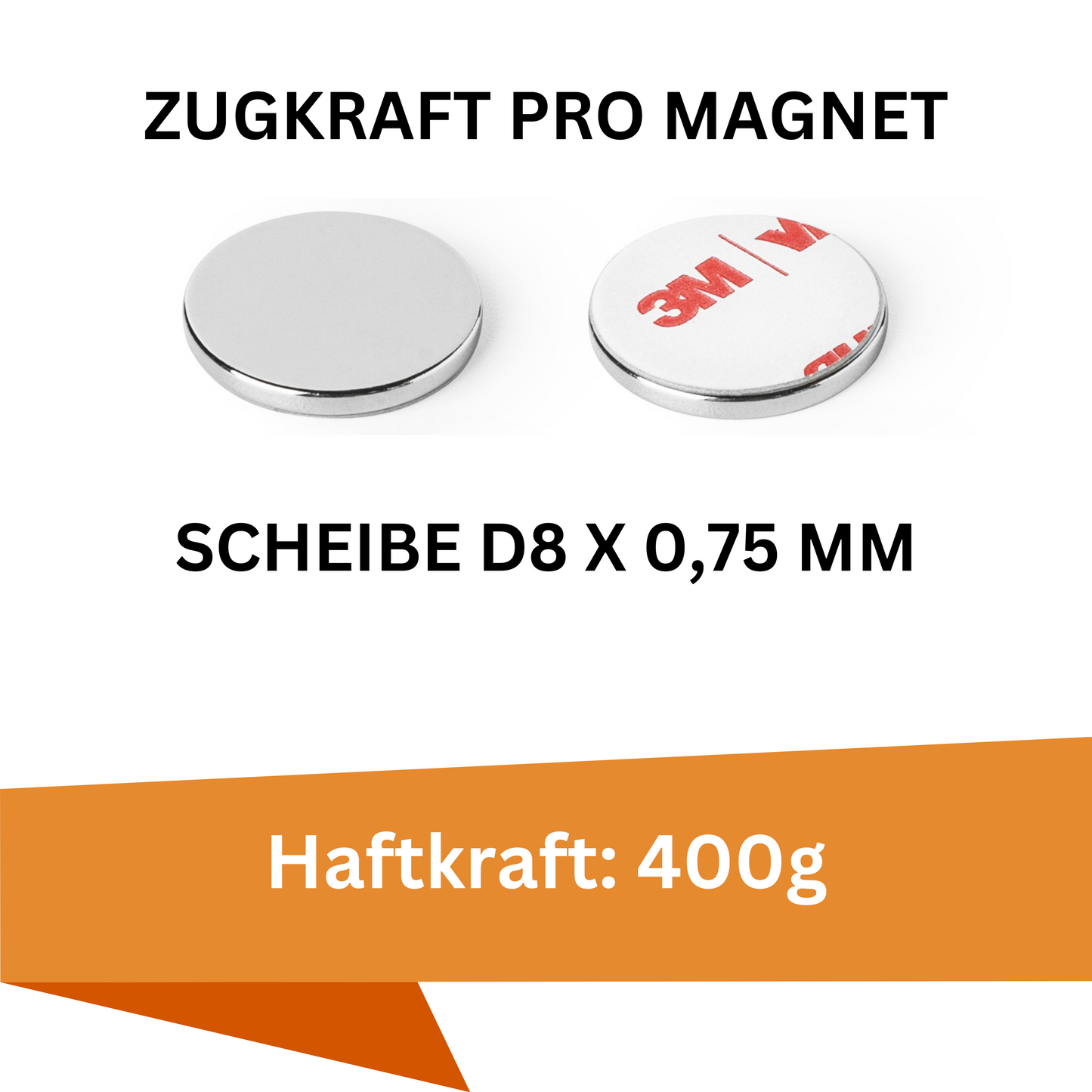 Starker Supermagnet mit 3M Kleber – 8mm Durchmesser, 0,75mm Höhe