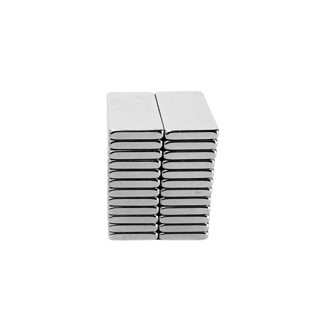 Silberfarbener Neodym Magnet 20x10x5 mm – langlebige Ni-Cu-Ni Beschichtung