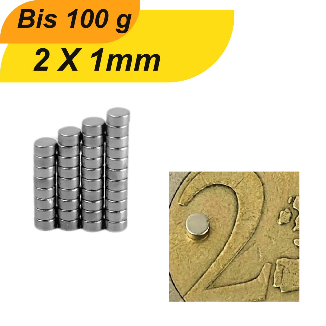 Neodym Magnet 2x1 mm – Mini-Scheibenmagnet mit hoher Haftkraft