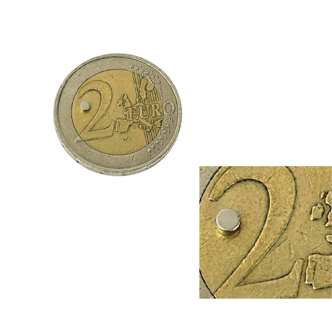 Starke Mini-Magnete 2 mm Durchmesser – silberfarben, vernickelt