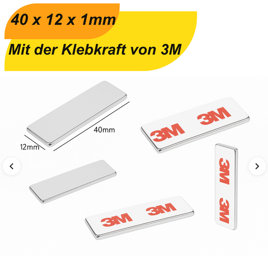 3M selbstklebender Neodym-Magnet 40x12x1 mm mit hoher Haftkraft