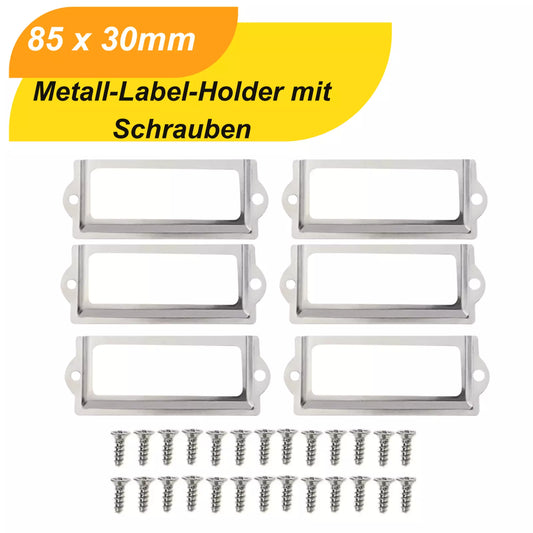 Komplettes Zubehörset: 5 Etikettenrahmen + passende Schrauben