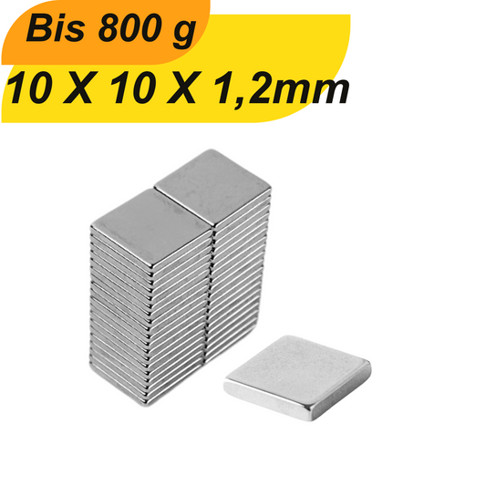 Neodym Magnet 10mm x 10mm x 1,2mm Supermagnete hohe Haftkraft Quadermagnete
