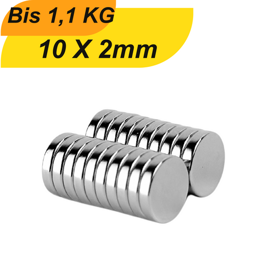 Magnetstarker Neodym Scheibenmagnet 10x2 mm – extra starke Haftkraft