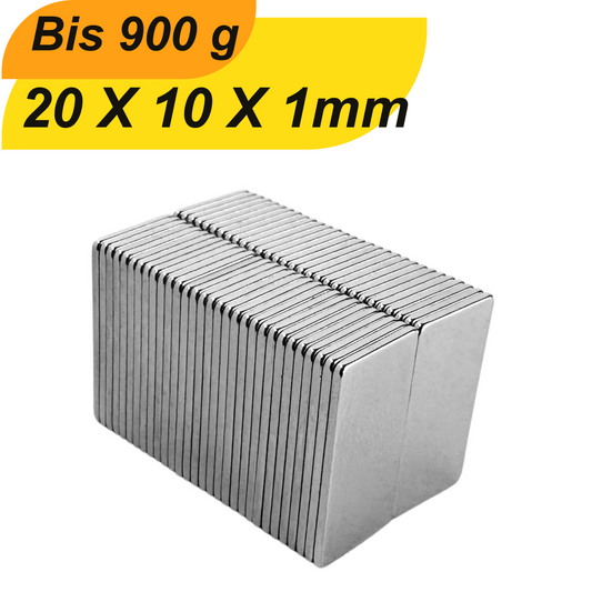 Neodym Magnet 20mm x 10mm x 1mm Supermagnete hohe Haftkraft Quadermagnete
