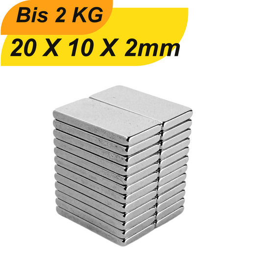 Neodym Magnet 20mm x 10mm x 2mm Supermagnete hohe Haftkraft Quadermagnete