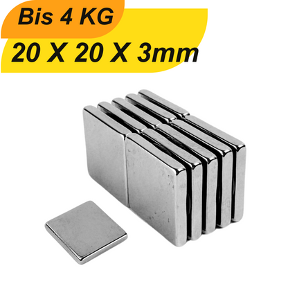 Neodym Magnet 20mm x 20mm x 3mm Supermagnete hohe Haftkraft Quadermagnete