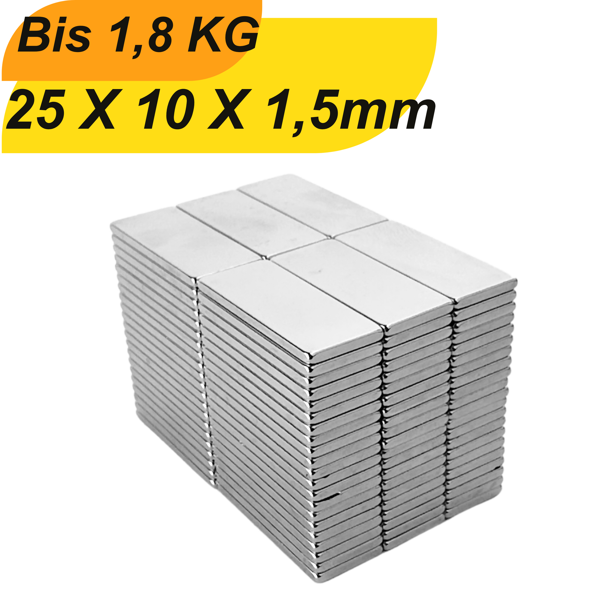 Neodym Magnet 25mm x 10mm x 1,5mm Supermagnete hohe Haftkraft Quadermagnete