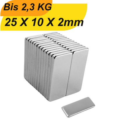 Neodym Magnet 25mm x 10mm x 2mm Supermagnete hohe Haftkraft Quadermagnete