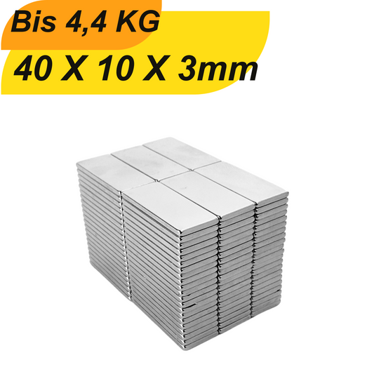 Neodym Magnet 40mm x 10mm x 3mm Supermagnete hohe Haftkraft Quadermagnete