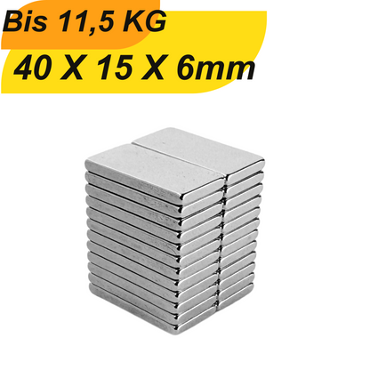 Neodym Magnet 40mm x 15mm x 6mm Supermagnete hohe Haftkraft Quadermagnete