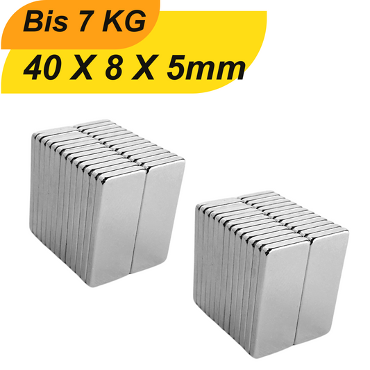 Neodym Magnet 40mm x 8mm x 5mm Supermagnete hohe Haftkraft Quadermagnete