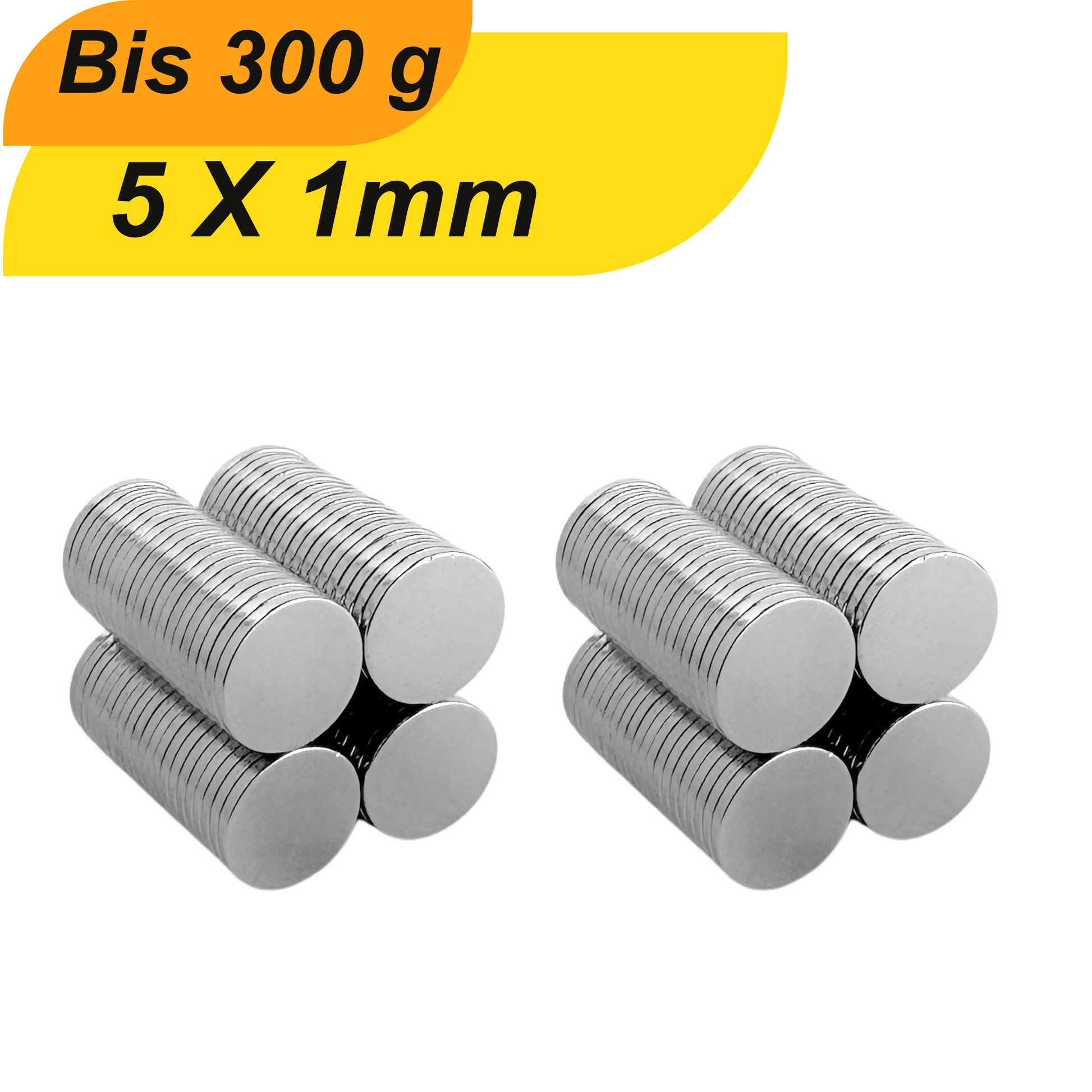 Neodym Scheibenmagnet 5x1 mm mit vernickelter Oberfläche und starker Haftkraft