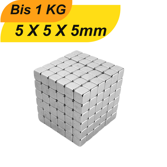 Neodym Magnet 5mm x 5mm x 5mm Supermagnete hohe Haftkraft Würfelmagnete